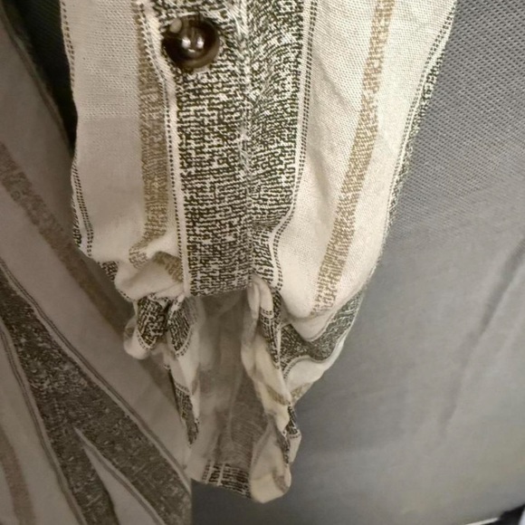 Sweet Wanderer Grayish green  and Cream Striped Blouse - Picture 5 of 7
